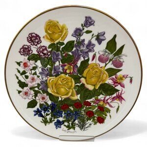 Franklin Porcelain 1977 June Flower Of The Year Plate By Wedgwood Fine Bone Chin